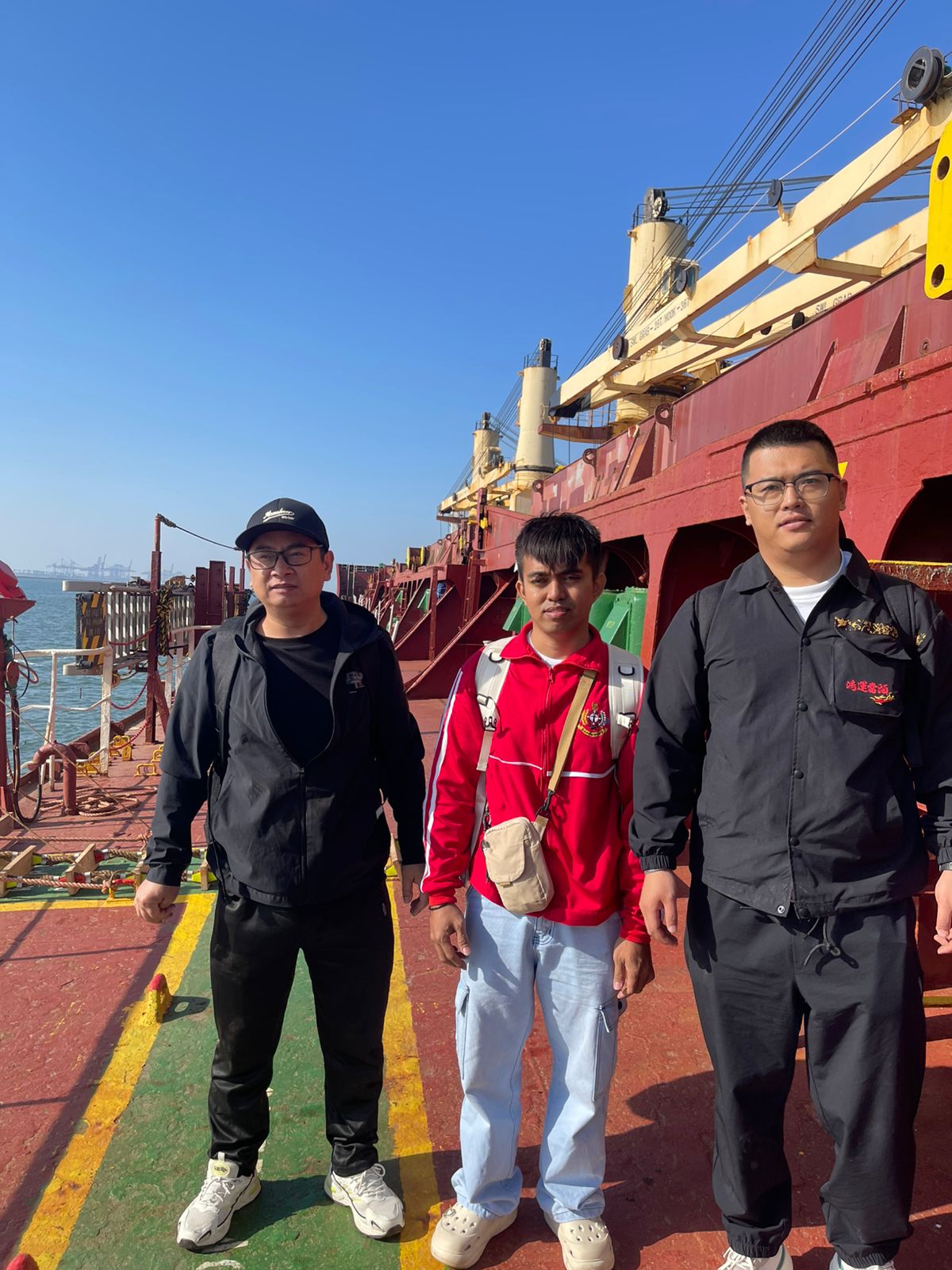 HSA team with vessel crew on ship deck